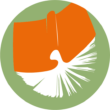 Logo livre orange fond vert
